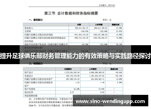 提升足球俱乐部财务管理能力的有效策略与实践路径探讨 提升足球俱乐部财务管理能力的有效策略与实践路径探讨