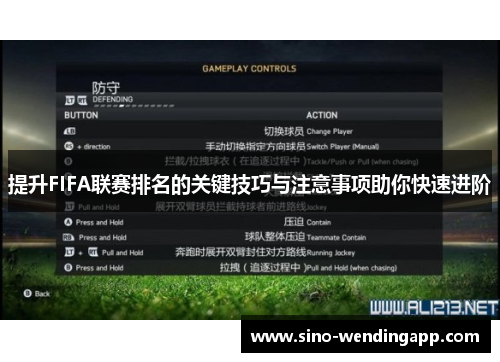 提升FIFA联赛排名的关键技巧与注意事项助你快速进阶
